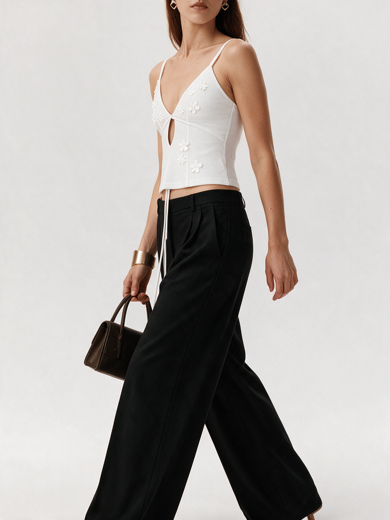 Valeria Floral Cut-Out Top - White