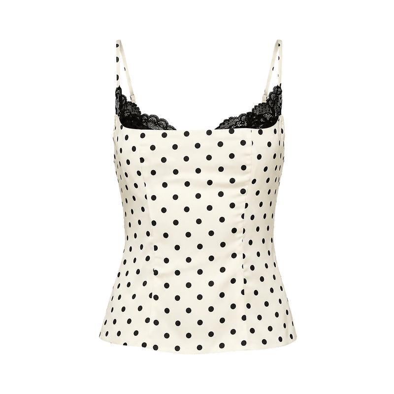 Valeria Lace Edge Polka Dot Corset Cami