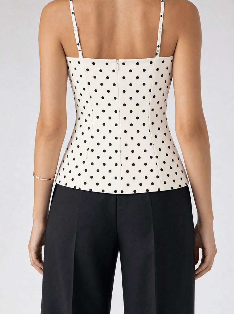 Valeria Lace Edge Polka Dot Corset Cami