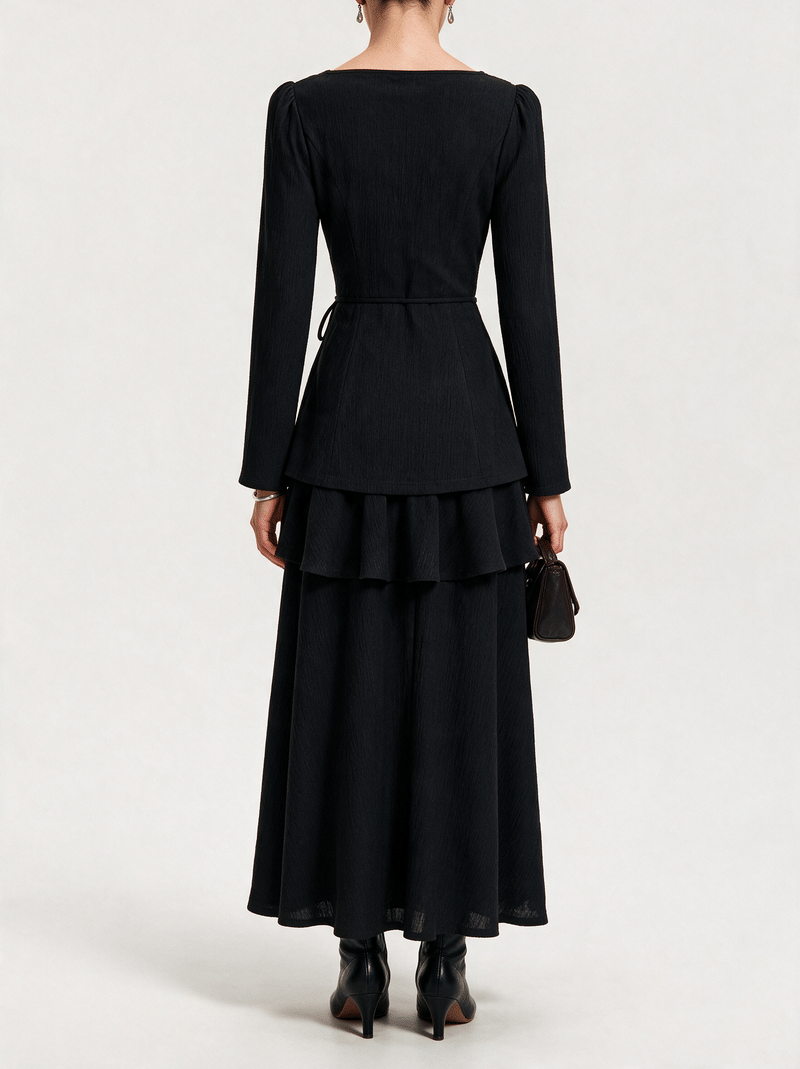 Valeria Layered Co-Ord Set - Black