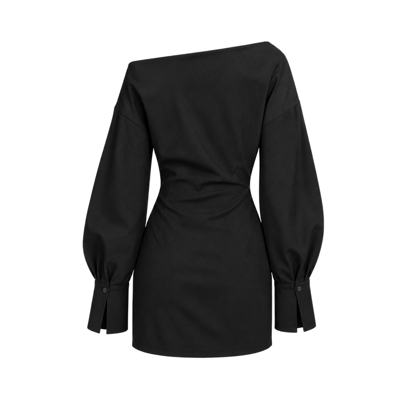Valeria Off-Shoulder Tailored Mini Dress - Black