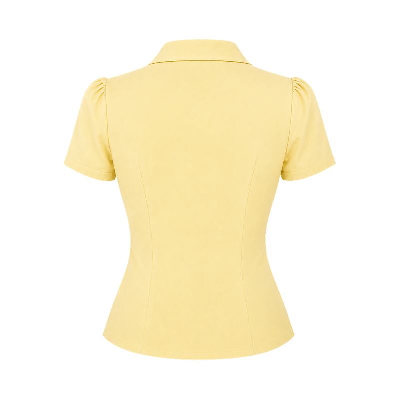 Valeria Pleated Plunge Shirt - Butter Yellow