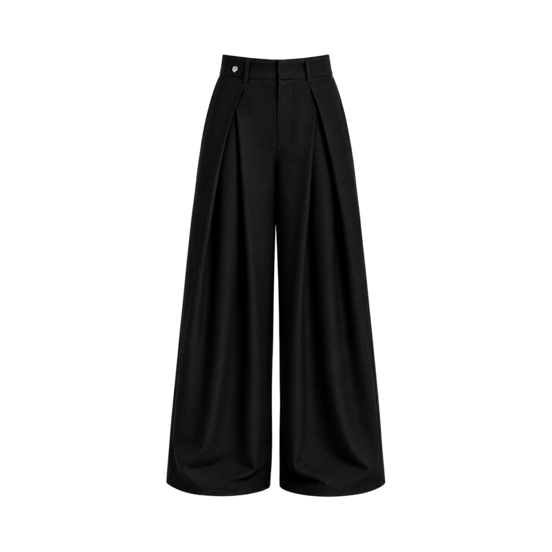 Valeria Pleated Volume Trousers - Black