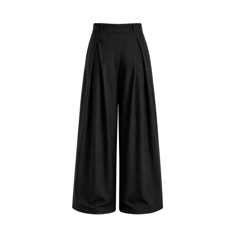 Valeria Pleated Volume Trousers - Black