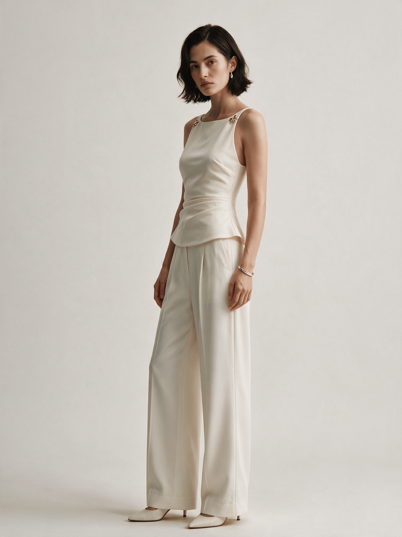 Valeria Sculpted Flare Cami - Ivory