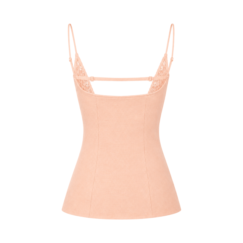 Valeria Sculpted Lace-Up Cami Top - Peach