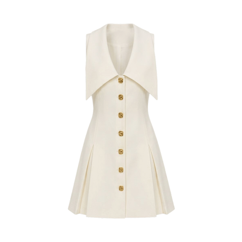 Valeria Statement Collar Mini Dress - Ivory