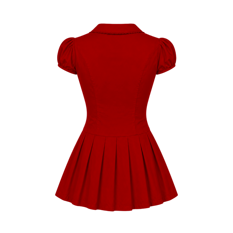 Valeria Vintage Collar Mini Dress - Red