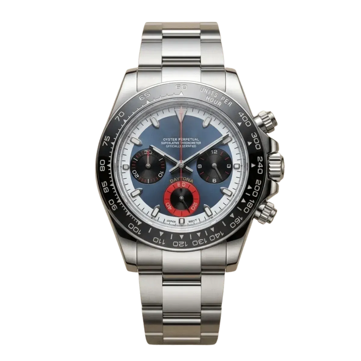 Modtona Exotic Racing' Chronograph – Blue/White Dial & Black Ceramic Bezel (Original Seiko Movement)