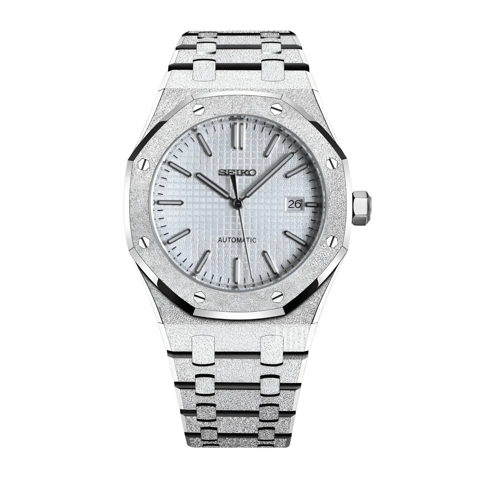 ModOak White Iced Out (Original Seiko Movement)
