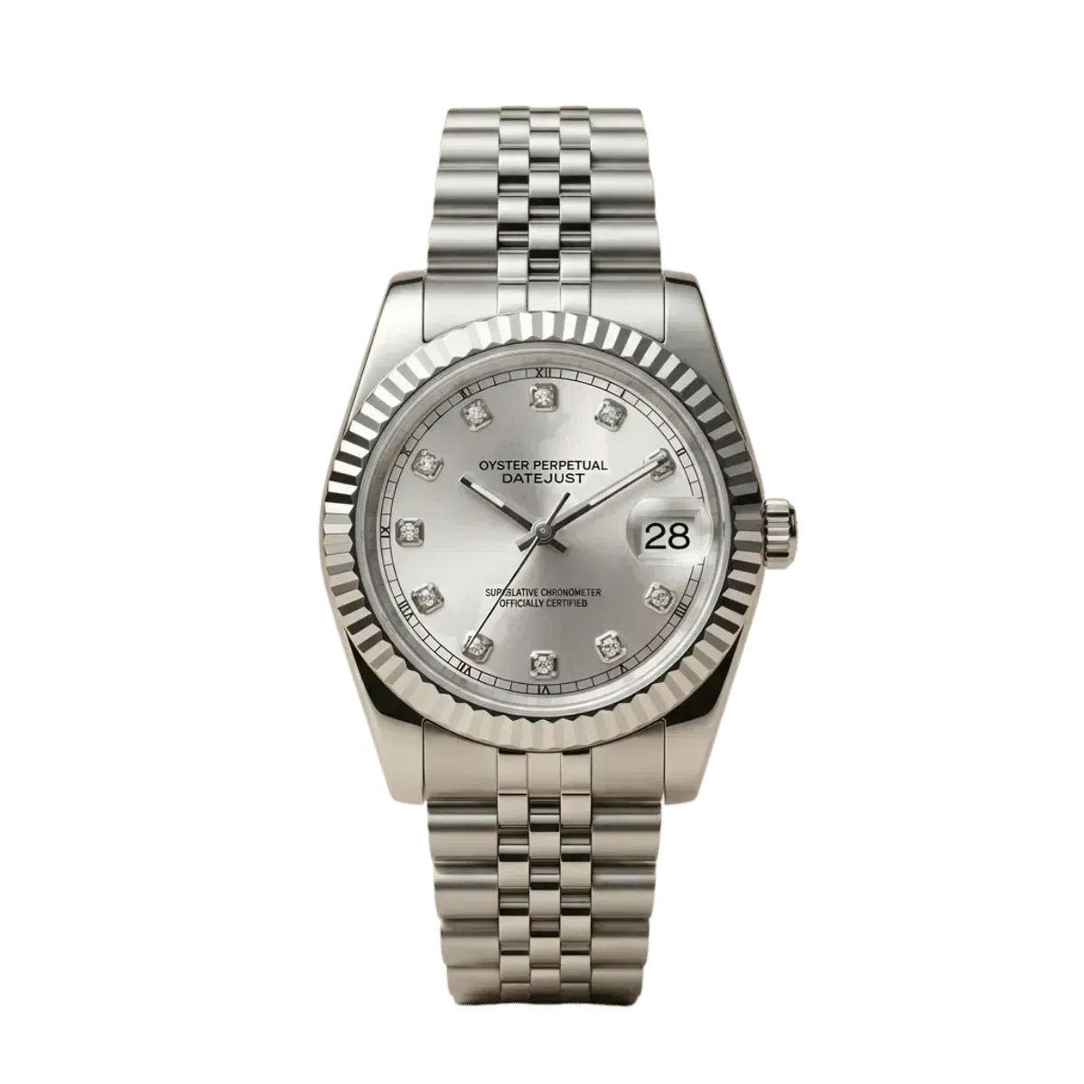 ModJust Silver Diamond' Stone-Set Silver Dial & Jubilee Bracelet (Original Seiko Movement)