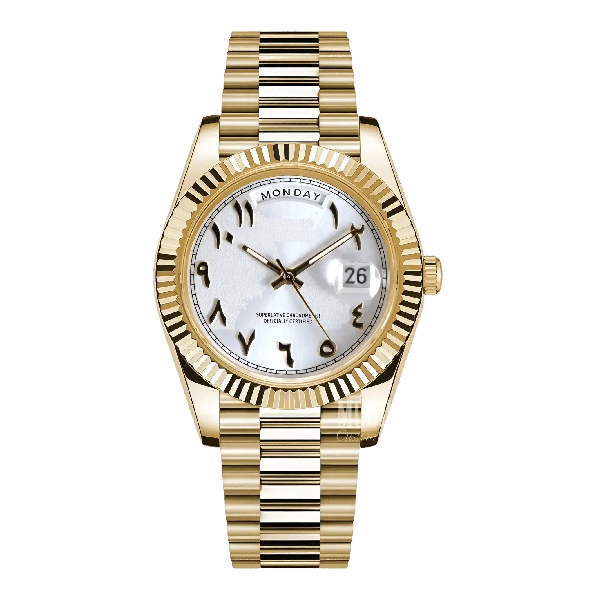 ModJust Daydate Yellow Gold White Arabic (Original Seiko Movement)