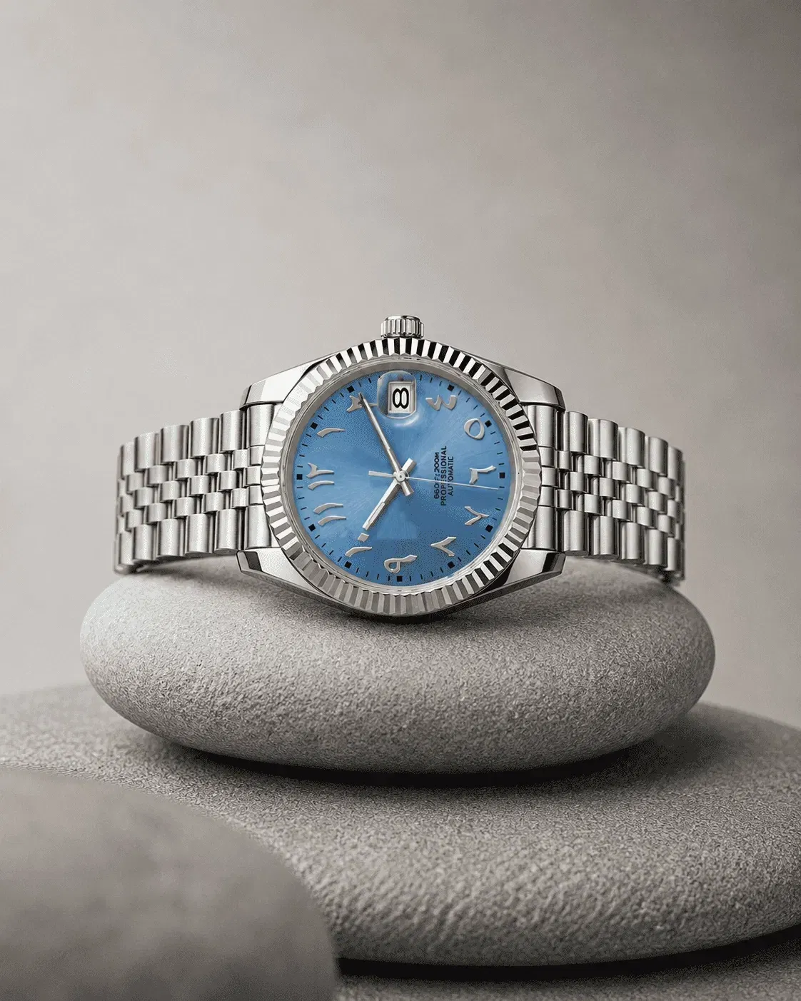 OystMod Ice Blue Arabic (Original Seiko Movement)
