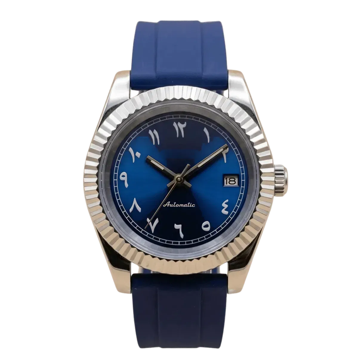 ModJust Midnight Arabic' – Navy Blue Eastern Arabic Numeral Dial & Silicone Strap (Original Seiko Movement)