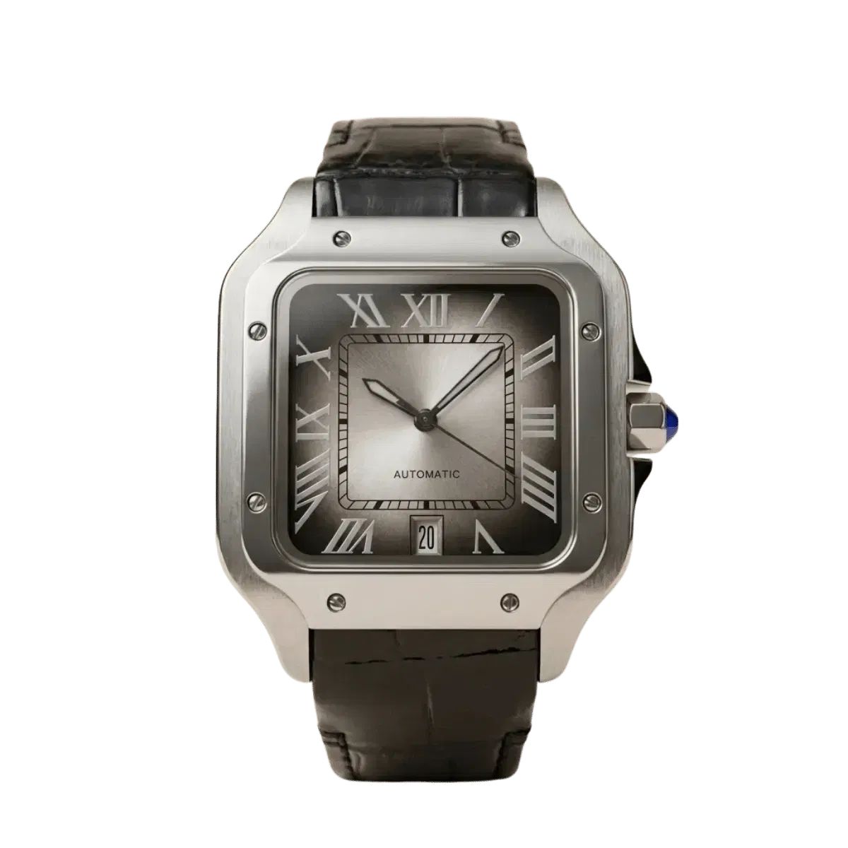 SantMod Silver Fumé ' Gradient Gray Dial & Leather Strap (Original Seiko Movement)