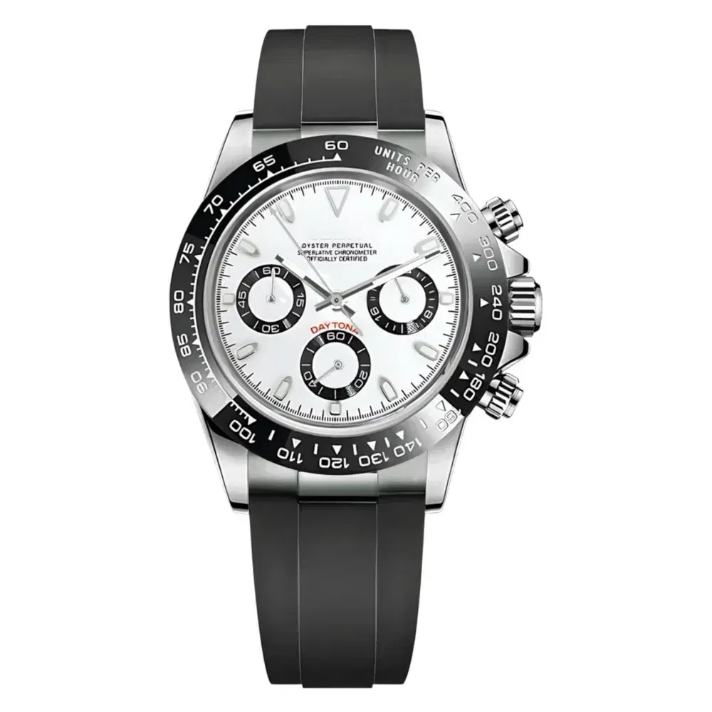 Modtona Lunette céramique cadran Blanc 'PANDA' Oyster Flex (Original Seiko Movement)
