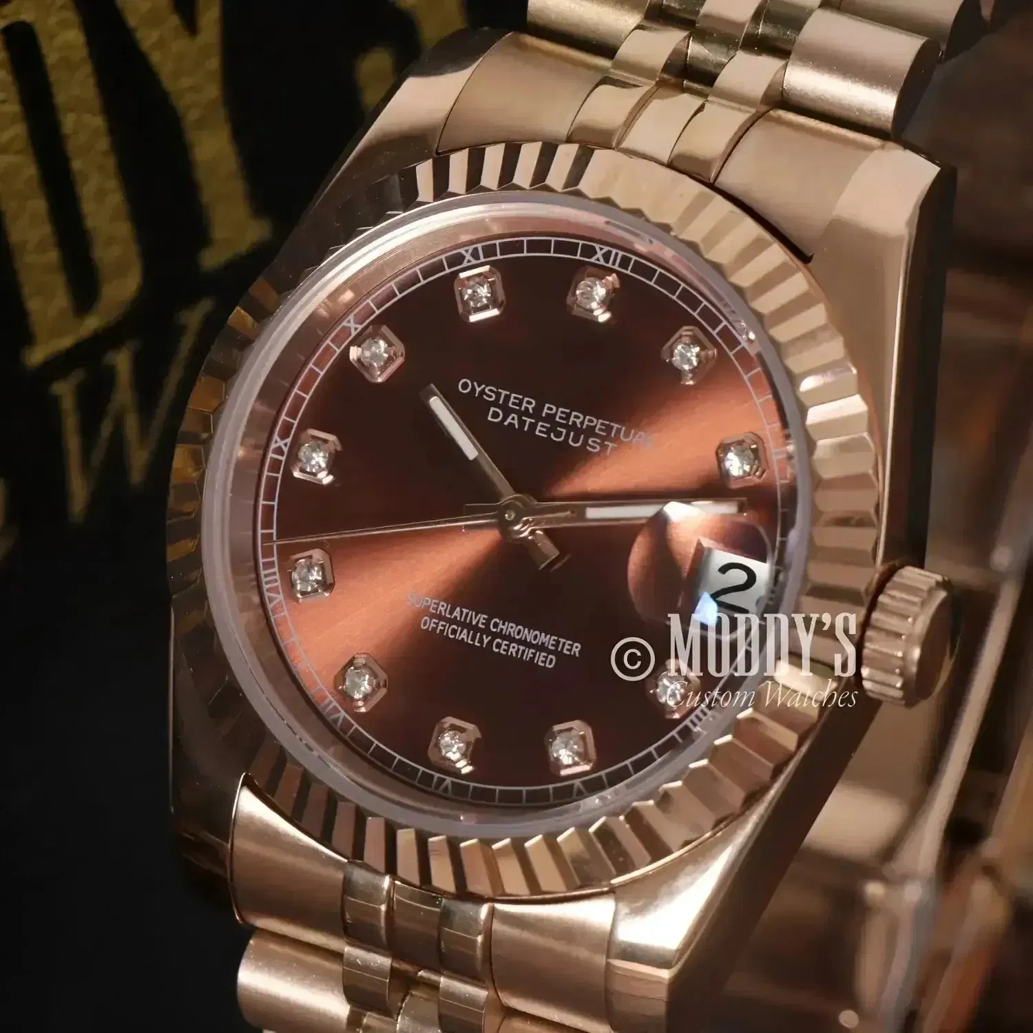 Mod Chocolate Crystals Rose Gold (Original Seiko Movement)
