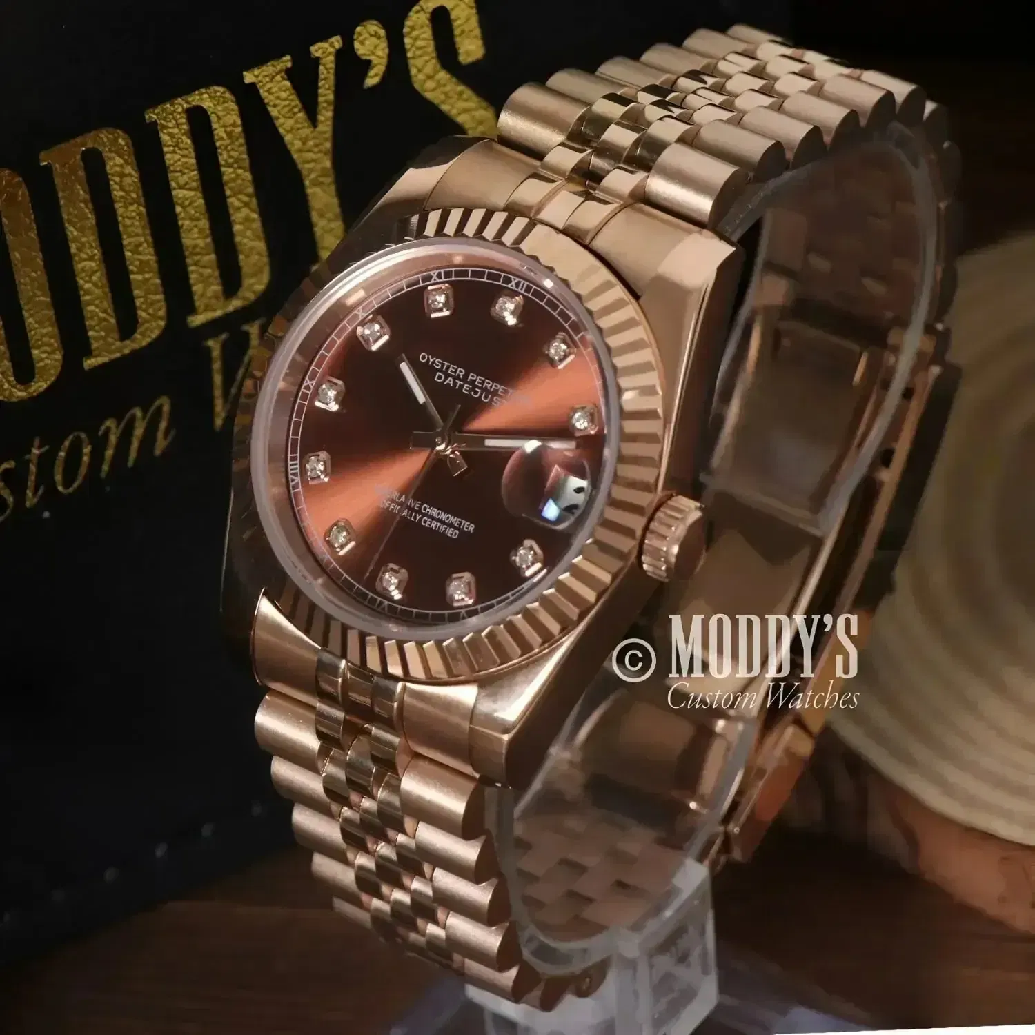 Mod Chocolate Crystals Rose Gold (Original Seiko Movement)
