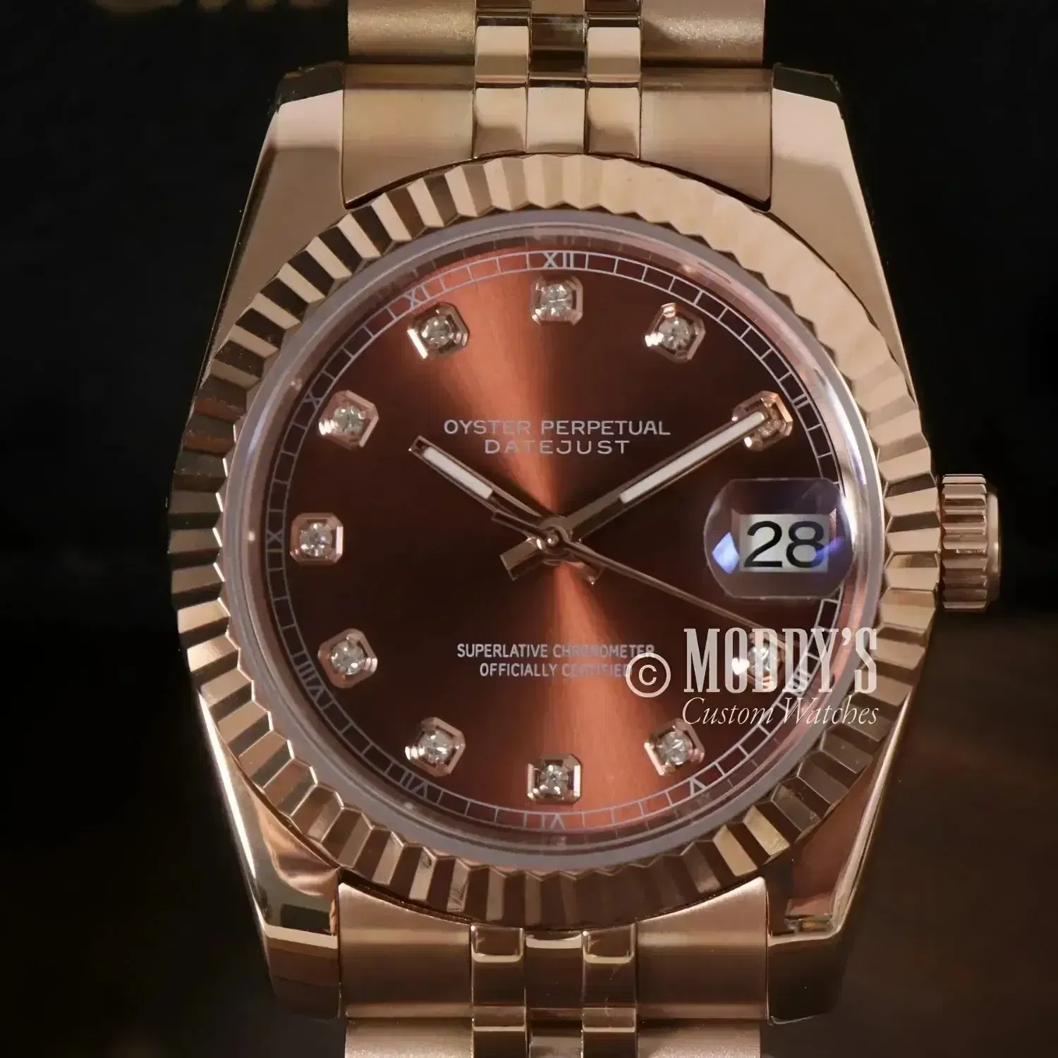 Mod Chocolate Crystals Rose Gold (Original Seiko Movement)