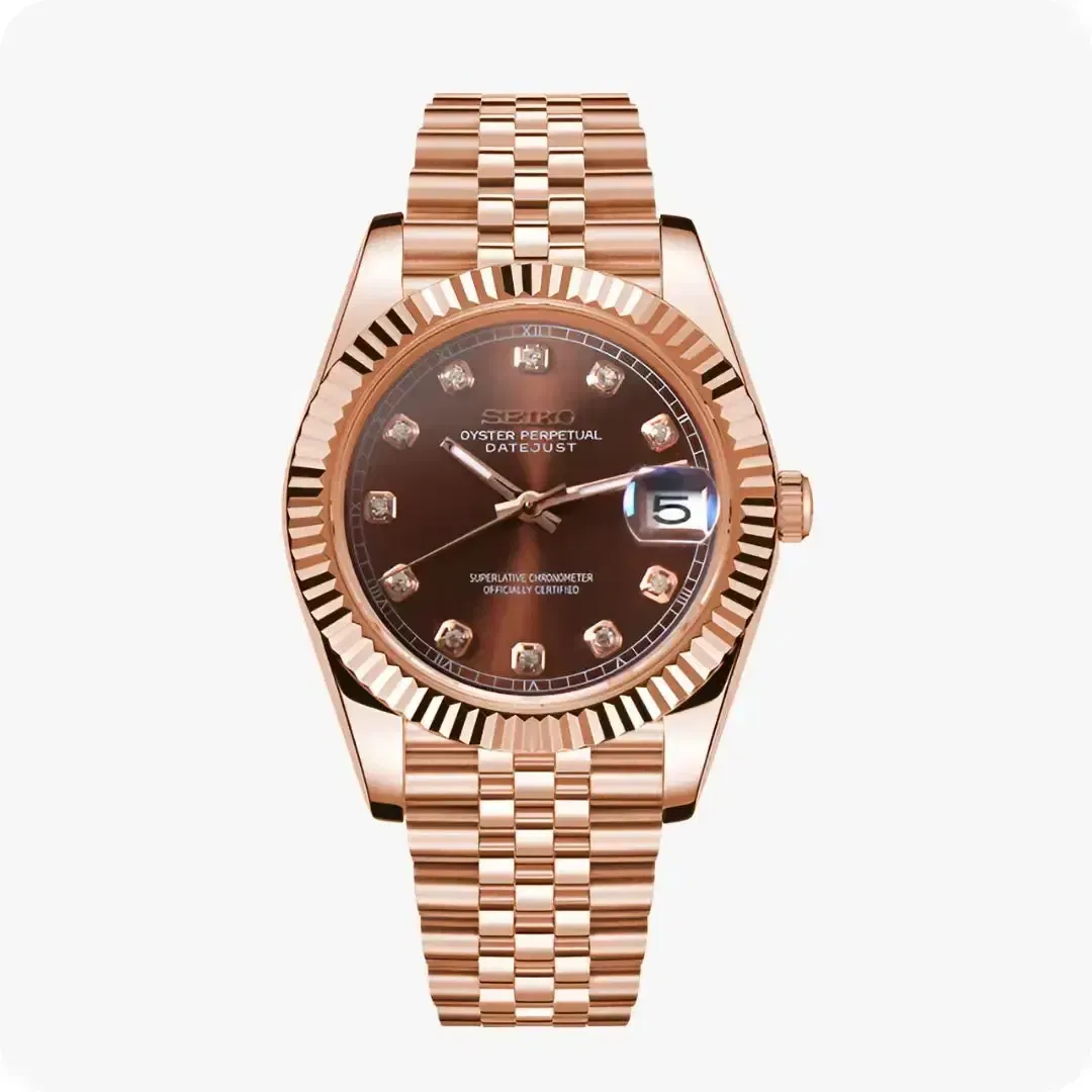 Mod Chocolate Crystals Rose Gold (Original Seiko Movement)