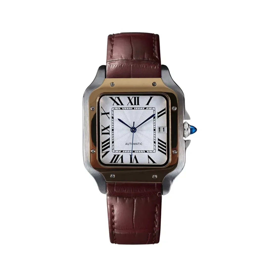 SantMod WHITE / BROWN LEATHER (Original Seiko Movement)