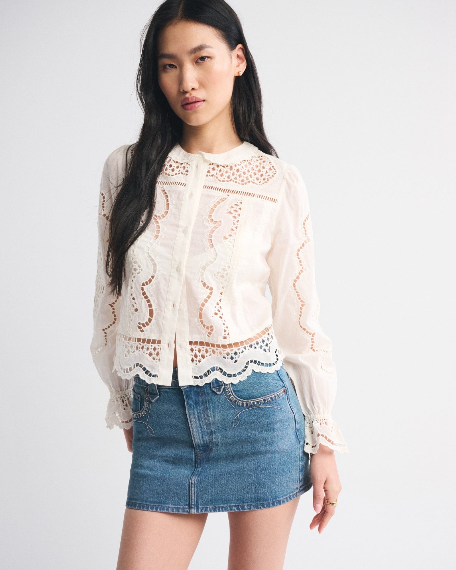 Abercrombie Mixed Fabric Denim Mini Skirt