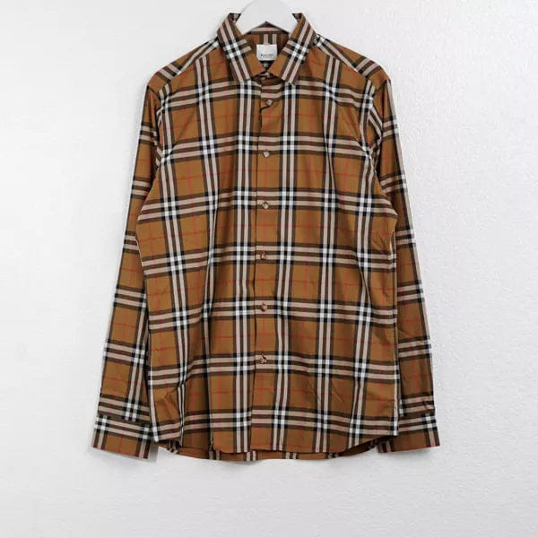 Kemeja BURBERRY SHEFFORD CHECK TAUPE BROWN LONG SHIRT