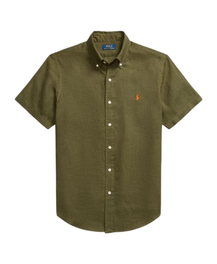 Ralph Lauren CUSTOM FIT LINEN SHIRT Olive Green