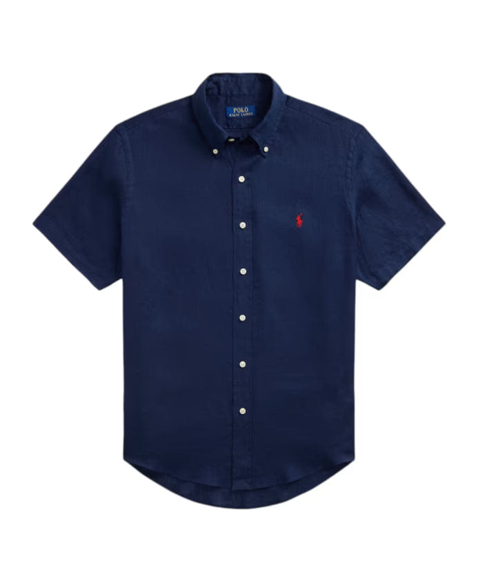 Ralph Lauren CUSTOM FIT Short sleeve LINEN SHIRT Navy
