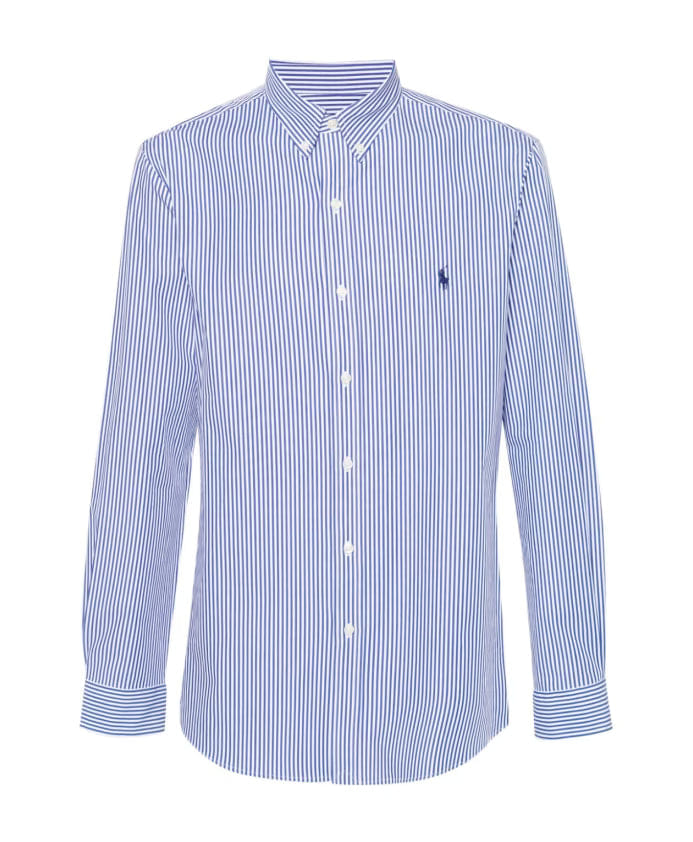 Polo Ralph Lauren White Cotton Shirt with Blue Logo