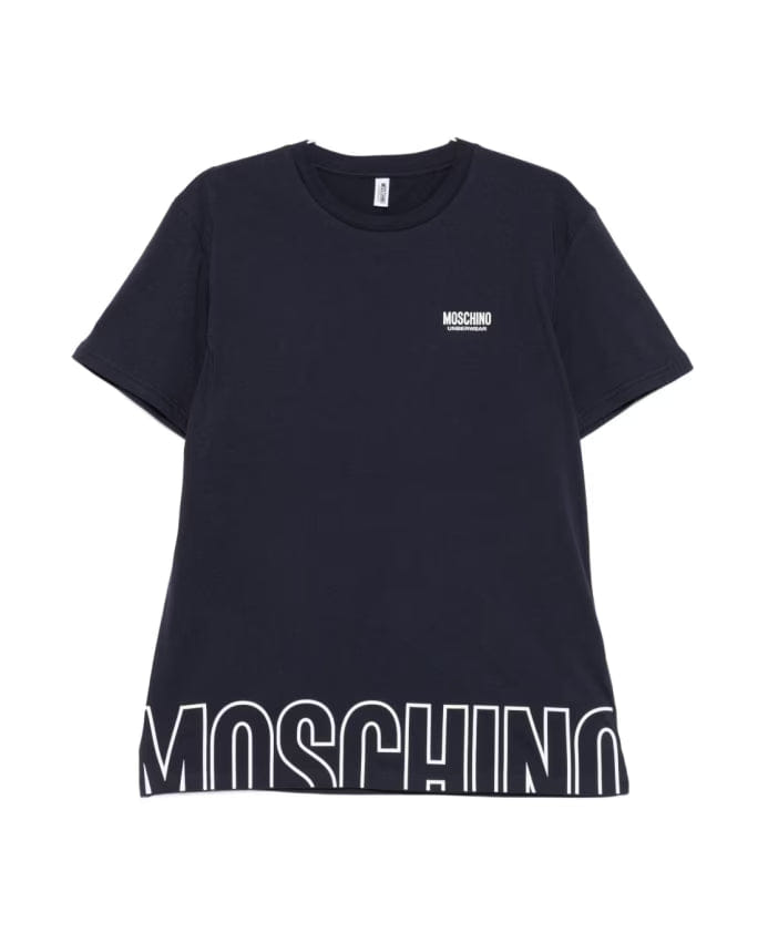 Moschino Blue Crew Neck Logo T-shirts