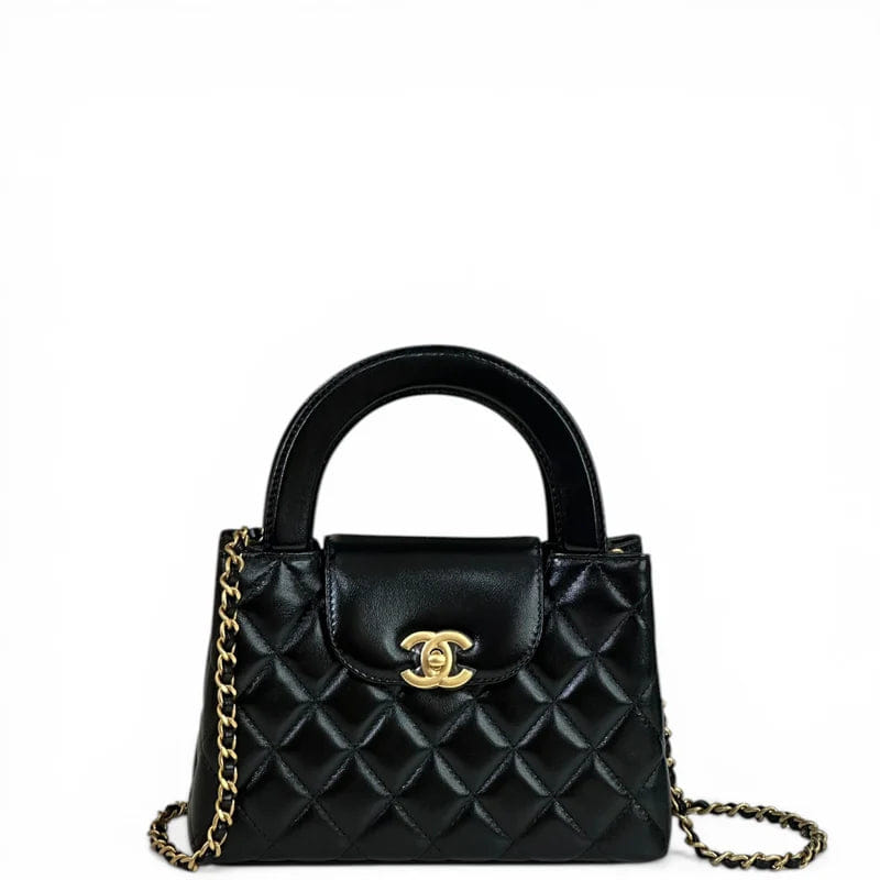Chanel Nano Kelly Shopper black quilted Lambskin