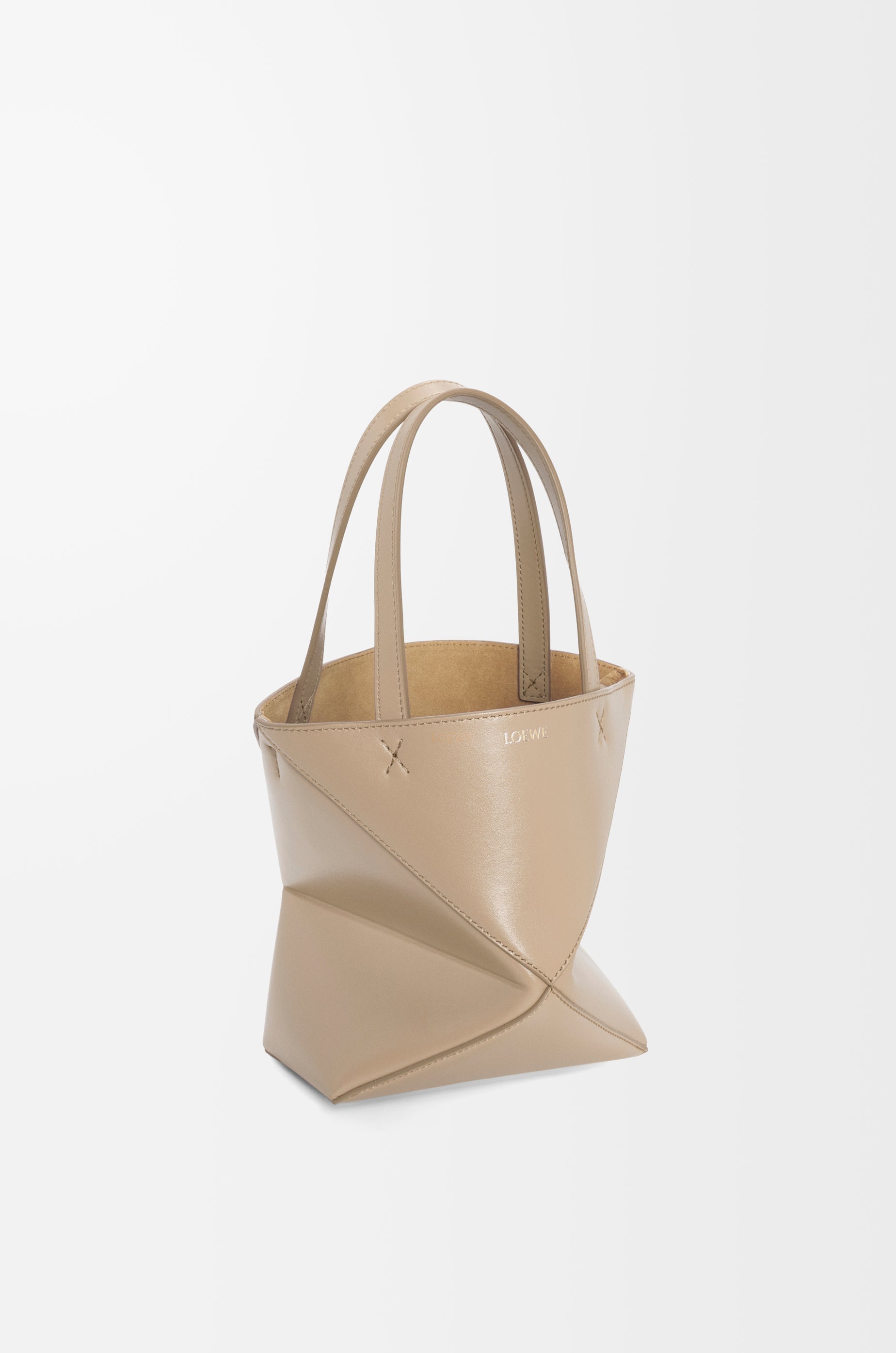 Loewe Mini Puzzle Fold tote in shiny calfskin