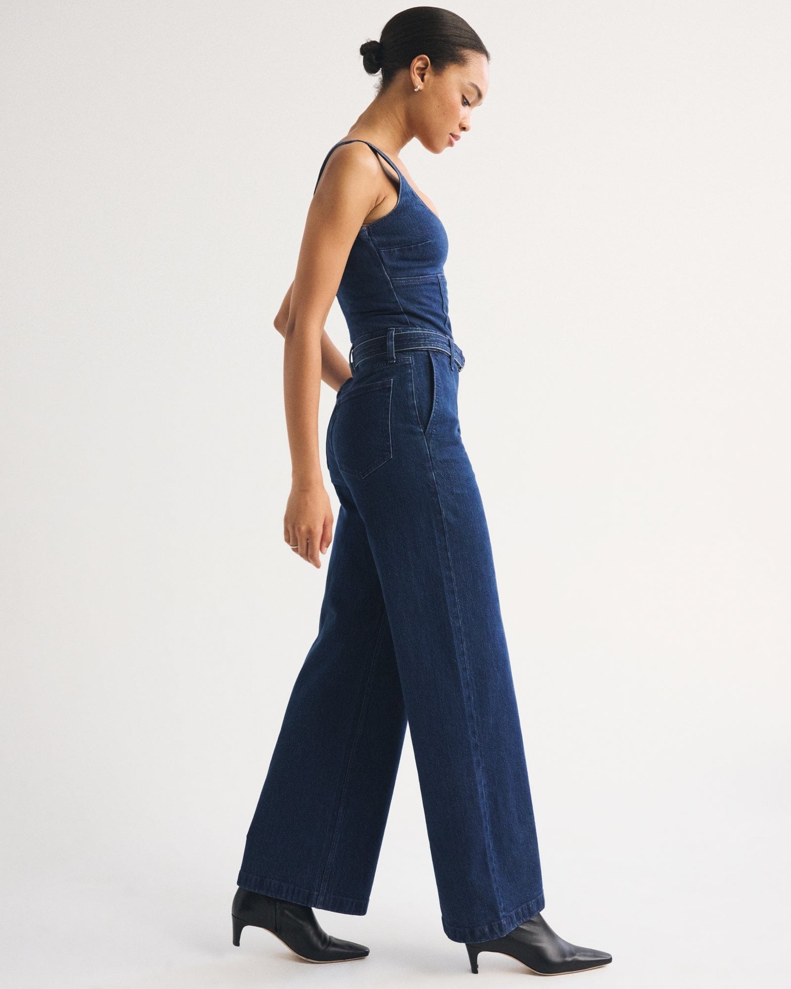 Abercrombie Belted Denim Jumpsuit