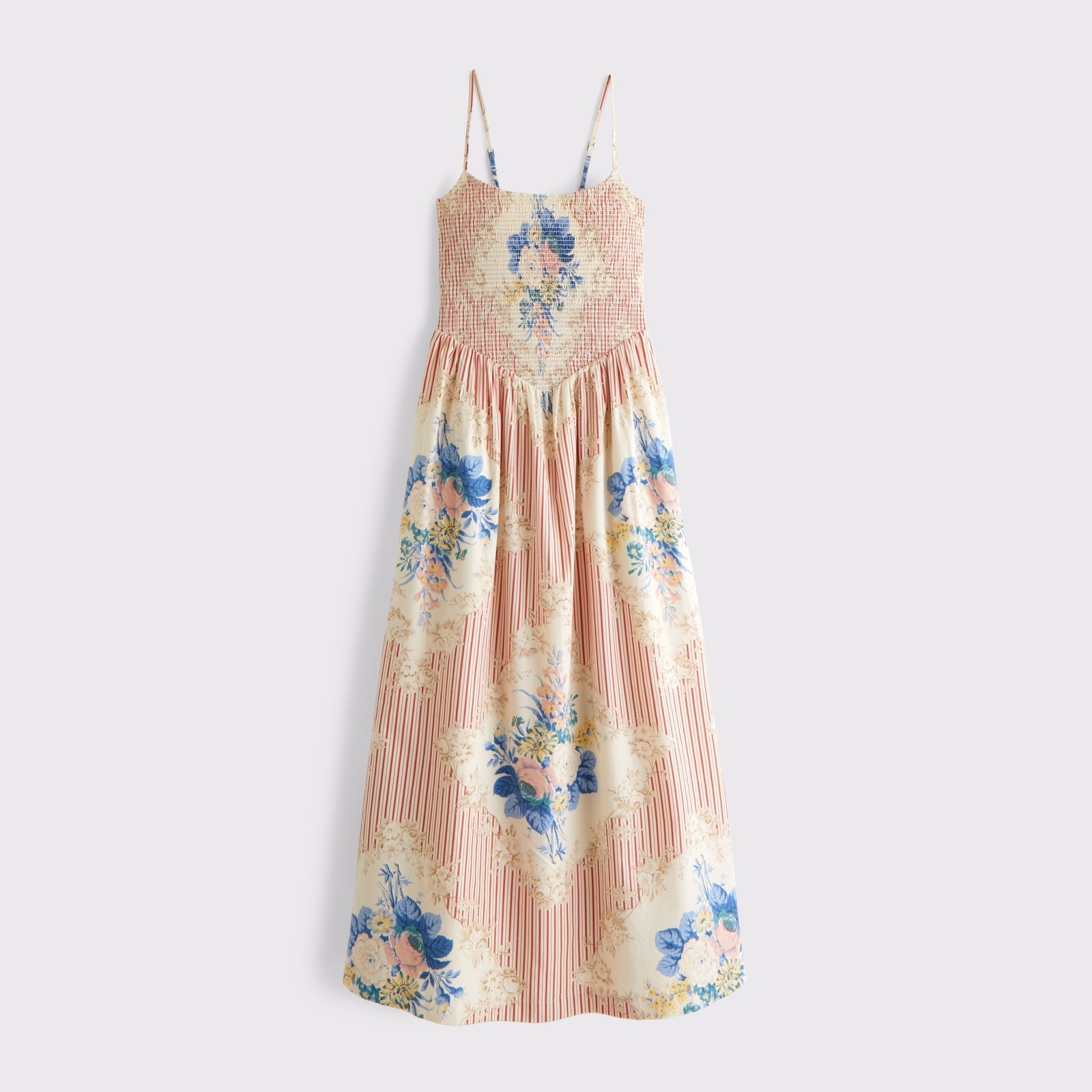 Abercrombie A&F Sydney Smocked Dipped-Waist Midi Dress