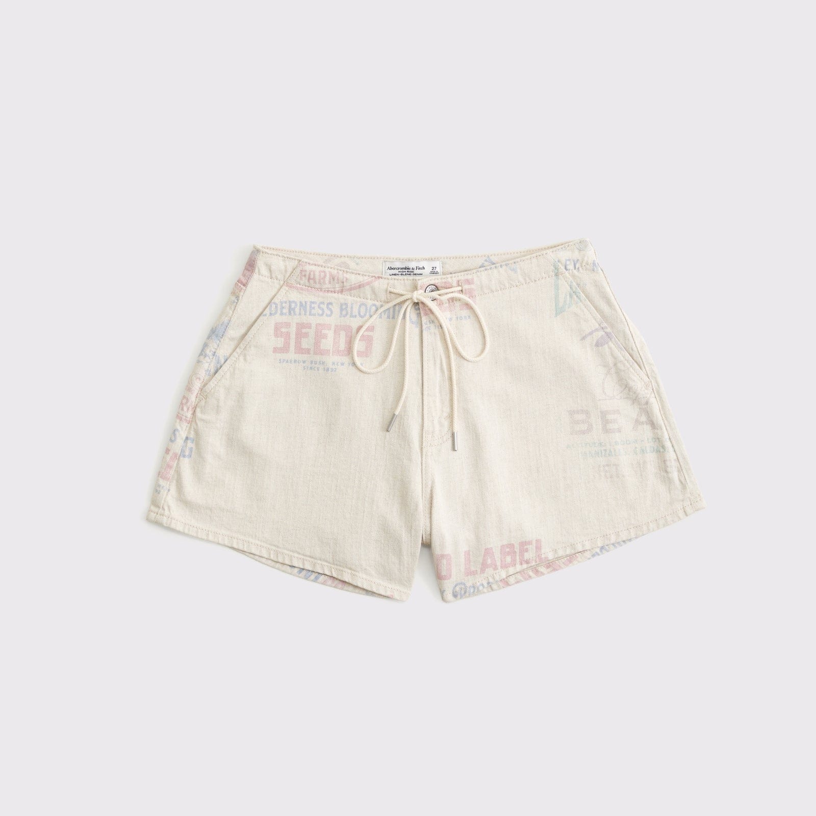 Abercrombie Curve Love High Rise Linen-Blend Denim Short