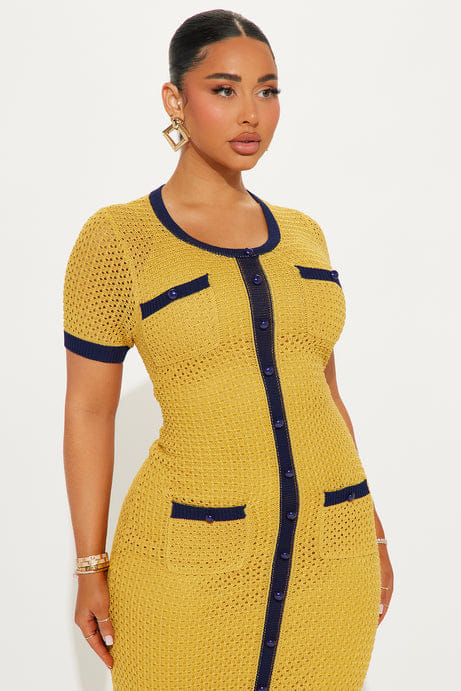 Elena Crochet Maxi Dress - Mustard/combo