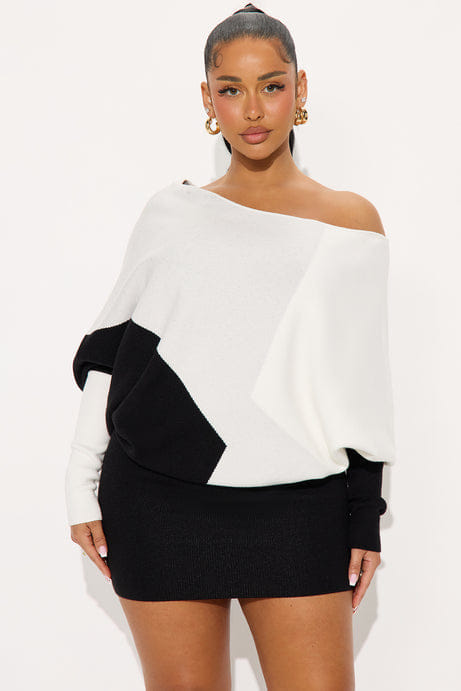 Braelynn Colorblock Sweater Mini Dress - Black/combo