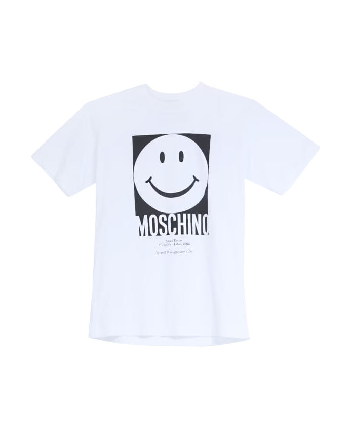 Moschino Smiley® Graphic Print White Cotton T-shirt