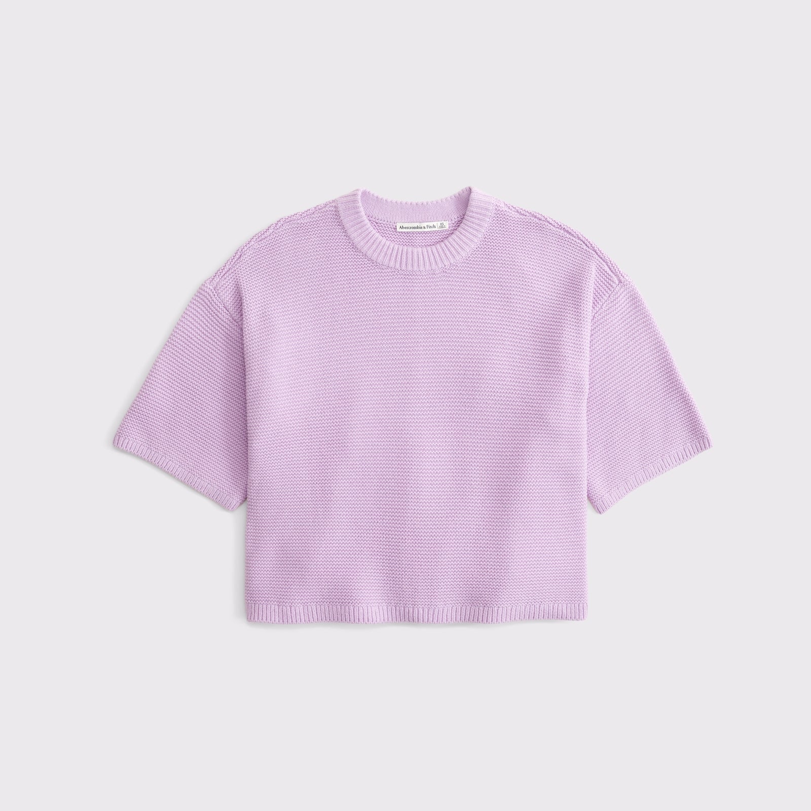 Abercrombie 100% Cotton Textural-Stitch Boxy Sweater Tee