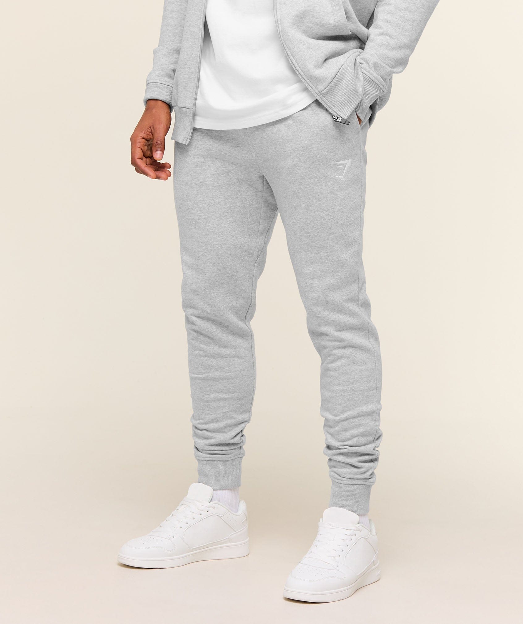 Gymshark Crest Joggers - Light Grey Marl