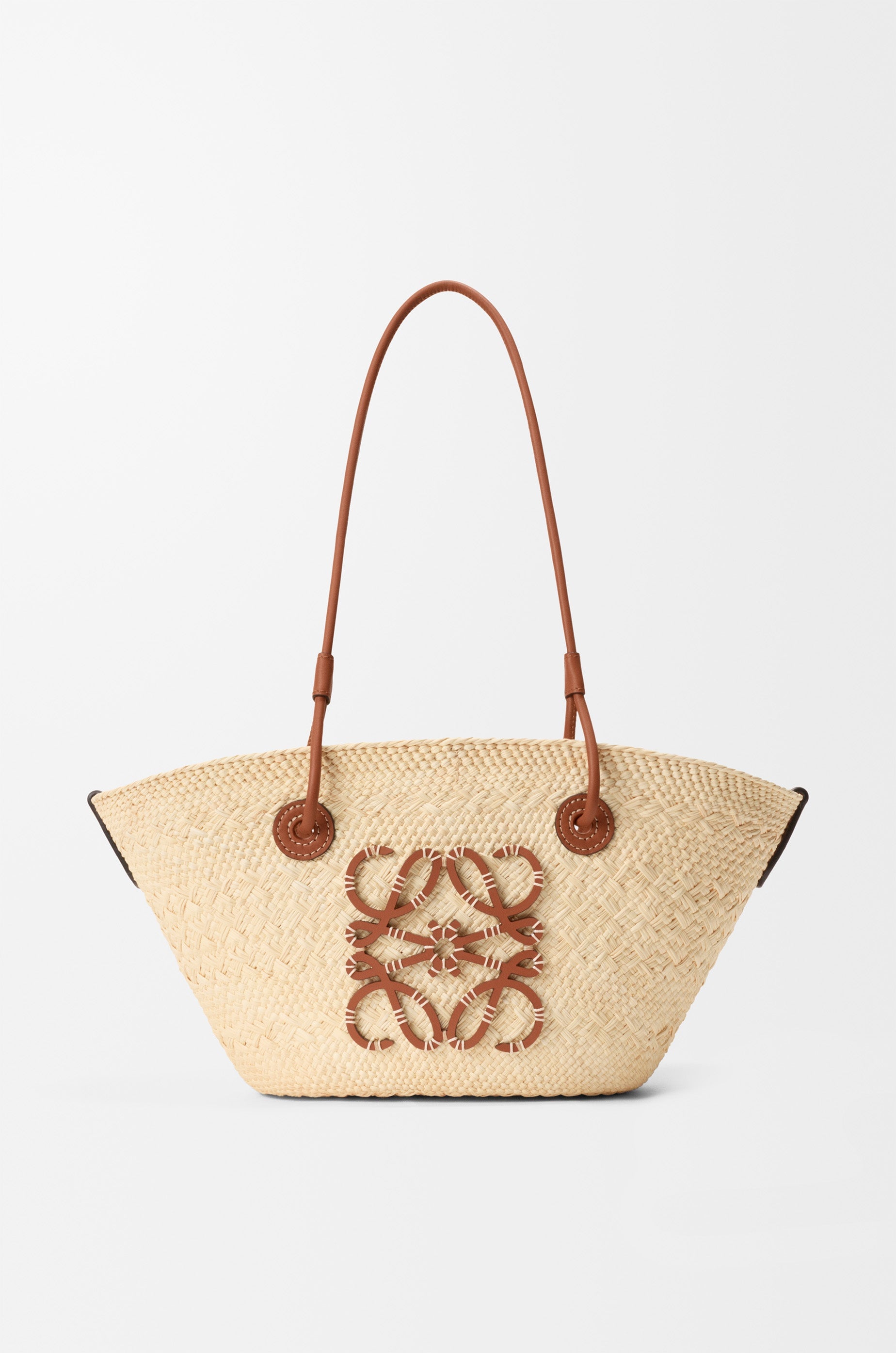 Loewe Small Anagram basket bag in iraca palm and calfskin