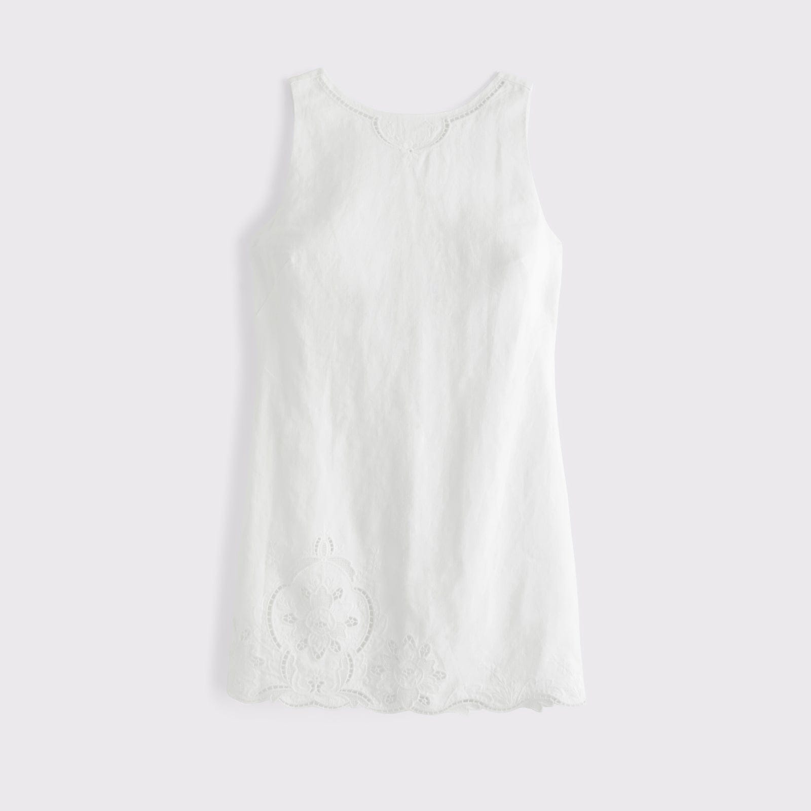 Abercrombie 100% Linen Lace Cutwork Shift Mini Dress
