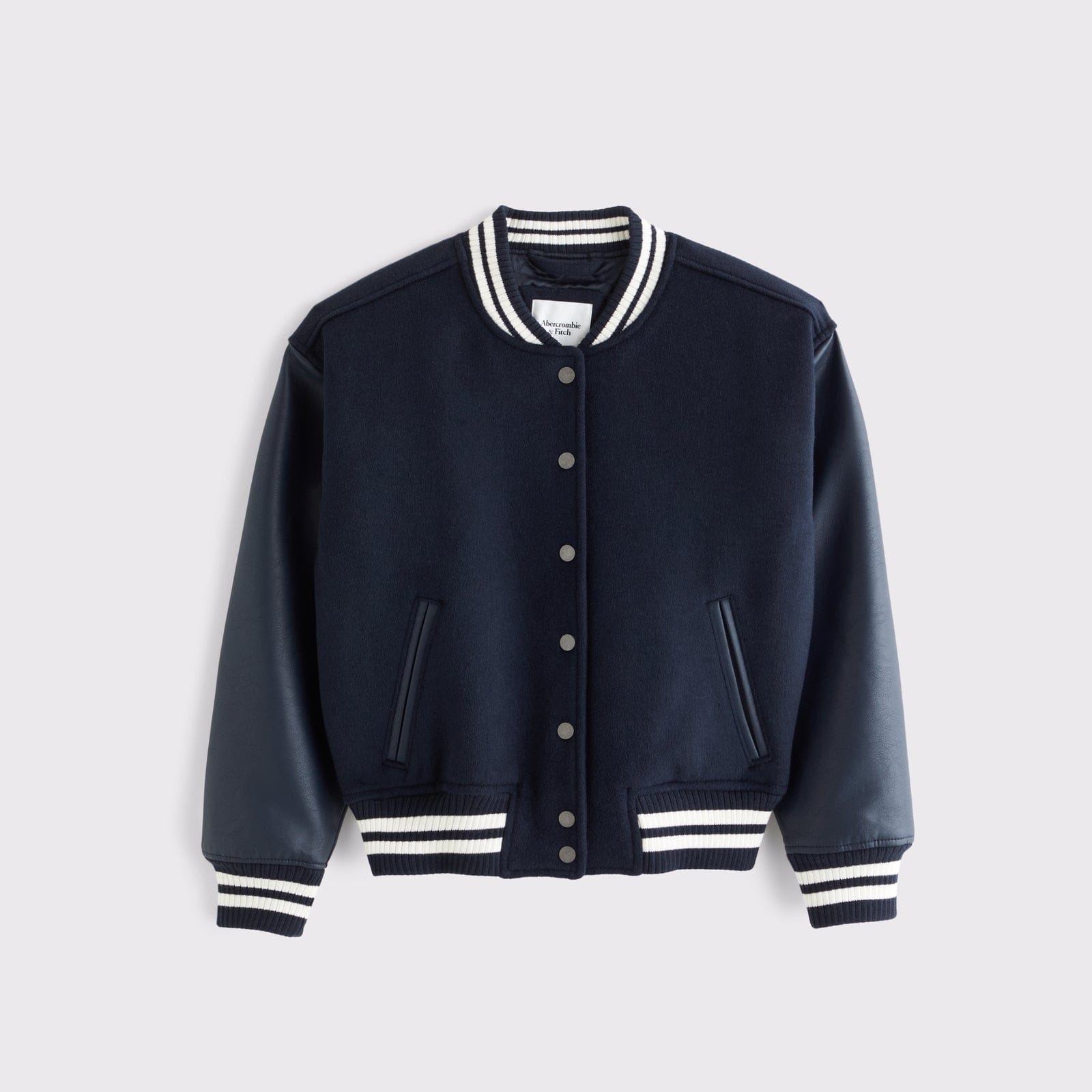 Abercrombie Wool-Blend Varsity Bomber Jacket