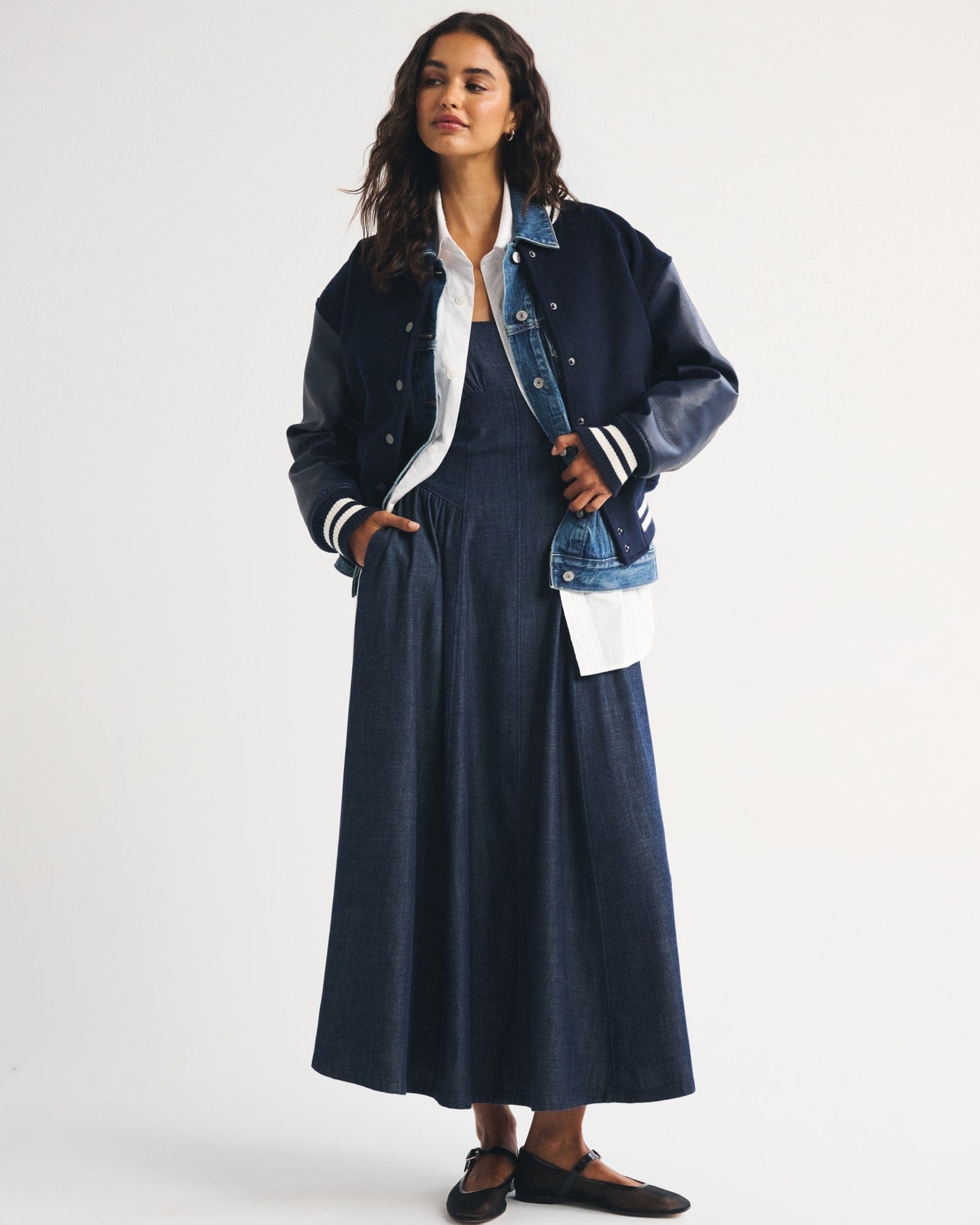 Abercrombie Wool-Blend Varsity Bomber Jacket