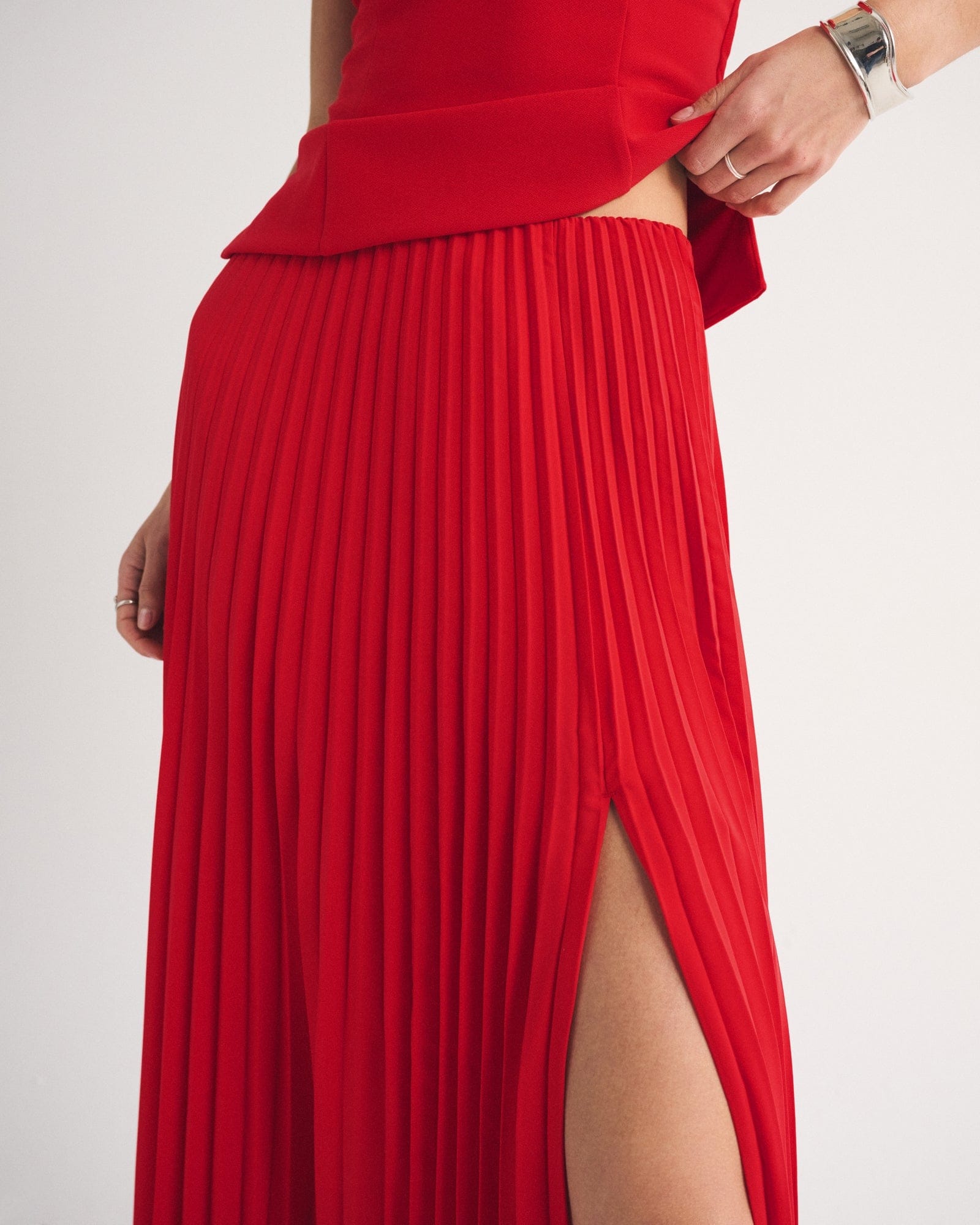 Abercrombie High Rise Pleated Maxi Set Skirt
