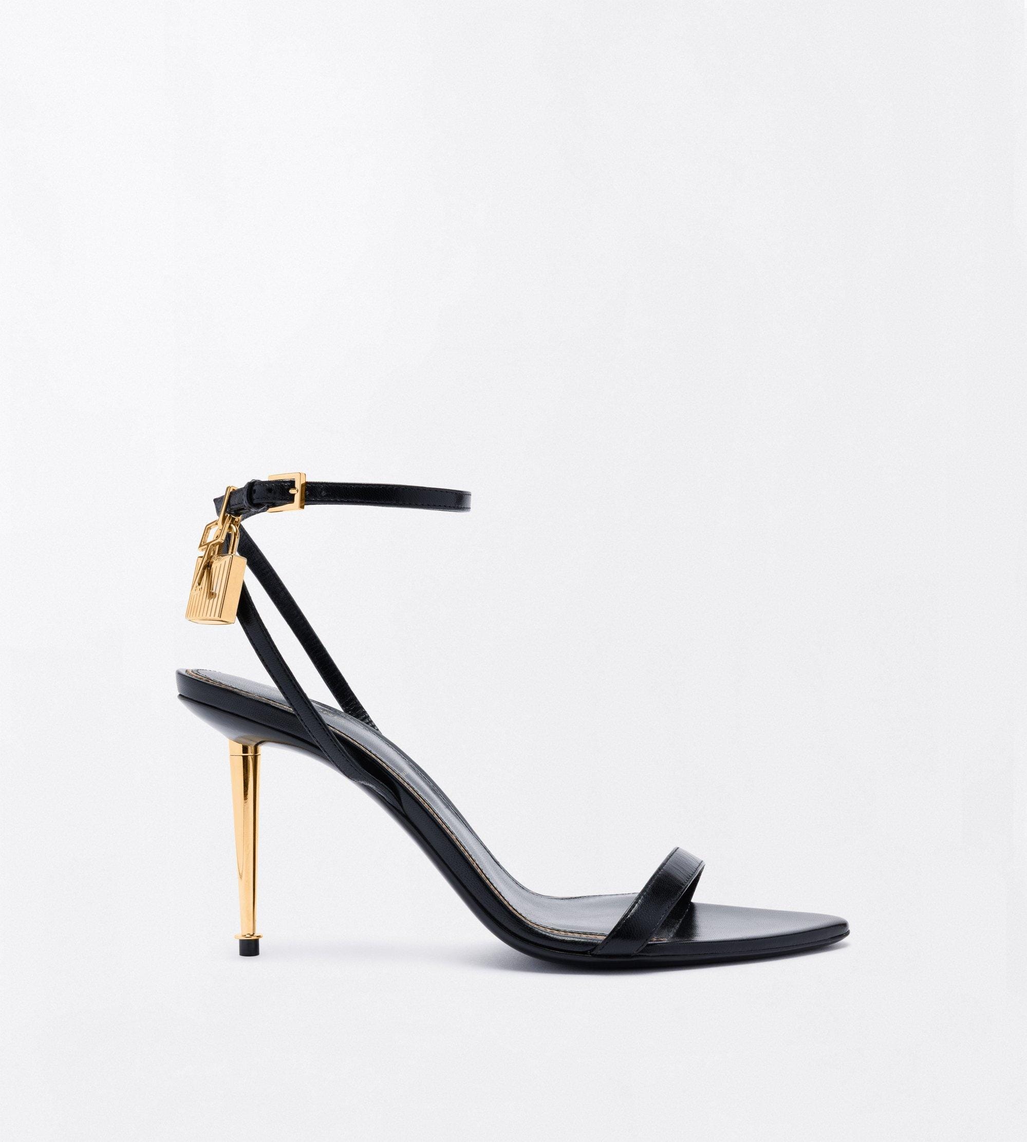Tom Ford Shiny Leather Padlock Pointy Naked Sandal 85Mm