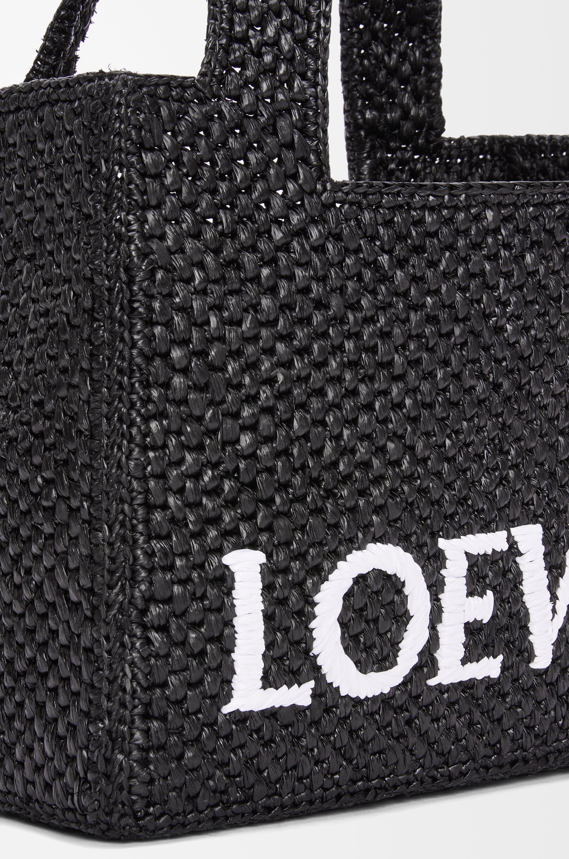 Loewe Mini LOEWE Font tote in raffia