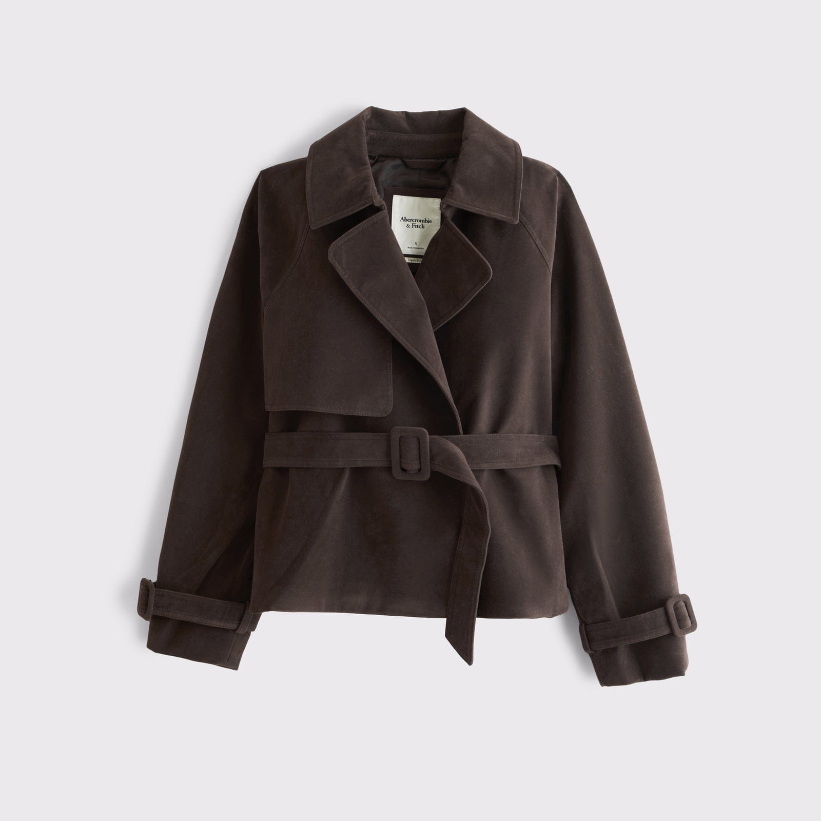 Abercrombie Short Belted Vegan Suede Trench Coat