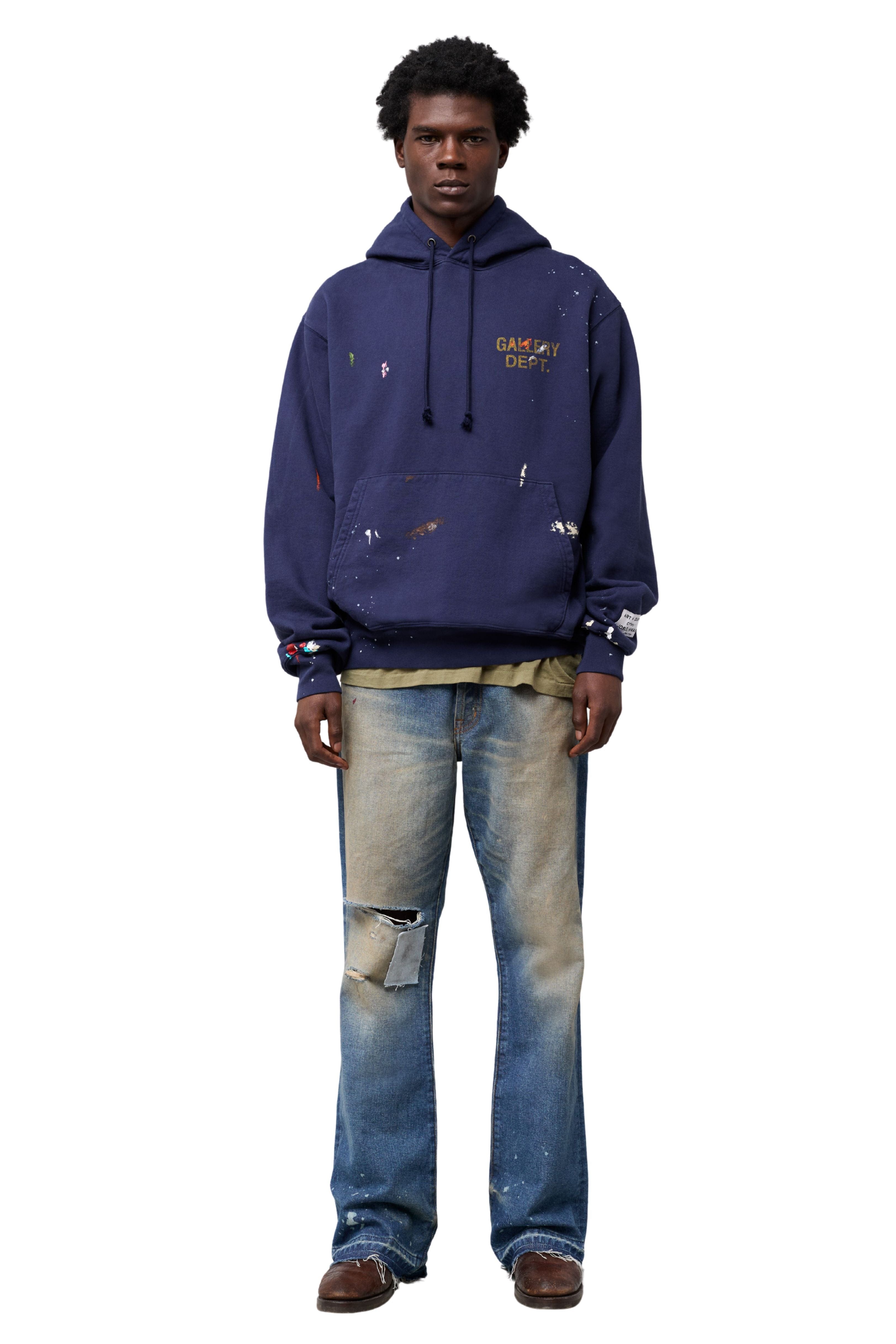 Gallery Dept Gd Paint Logo Hoodie Vintage Navy